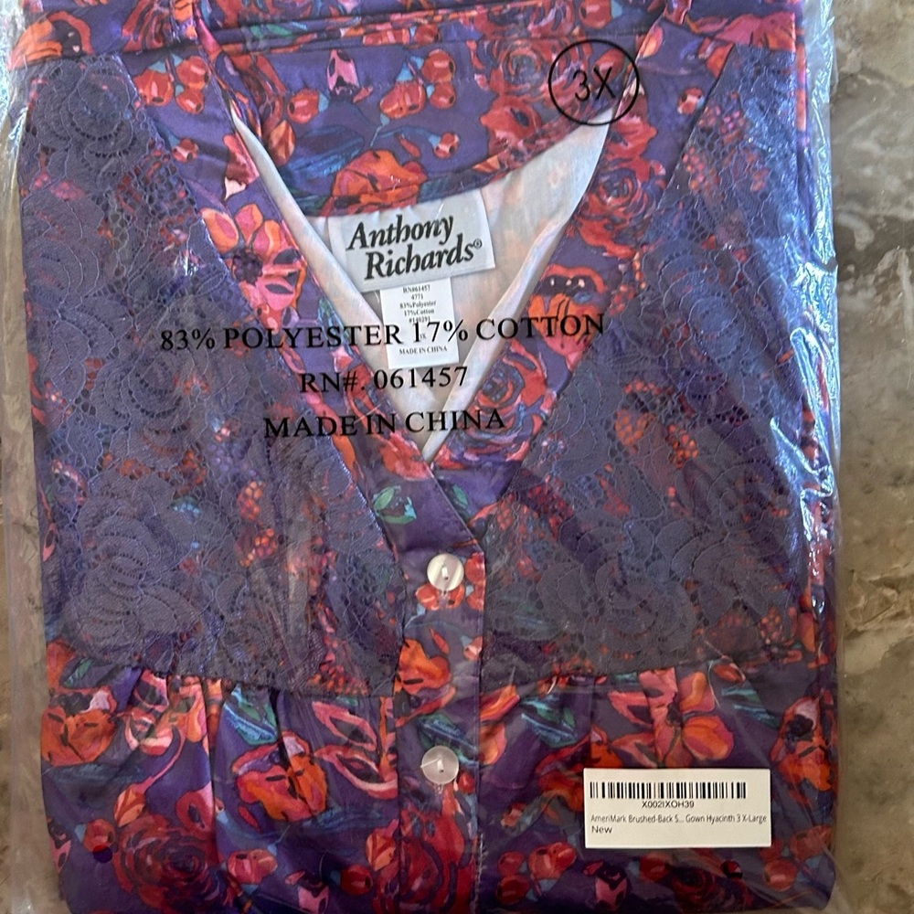 size 3X. Anthony richard soft house dress purple color size 3X.